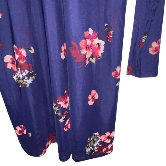 Isabel Maternity Blue Floral Rayon Dress Long Sleeve Size XXL - Picture 2 of 8